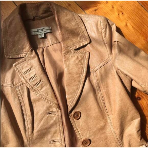 Vintage 90s/00s tan leather button up blazer jacket - Picture 2 of 3